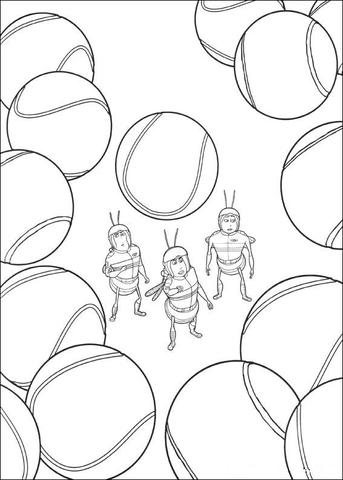 Bees And Tennis Balls  Coloring Page